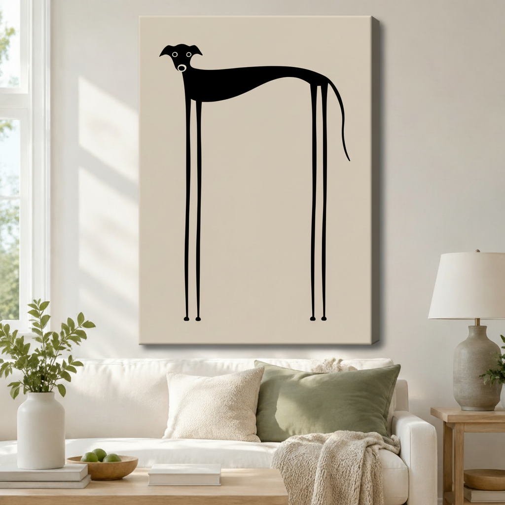 Minimalist Greyhound Silhouette Canvas Wall Art