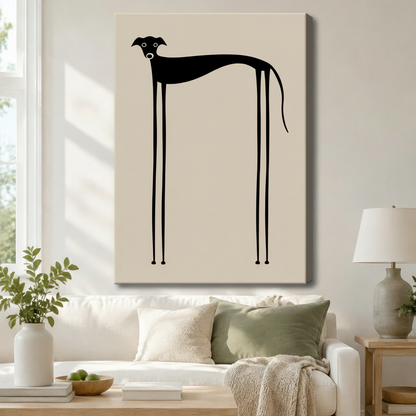 Minimalist Greyhound Silhouette Canvas Wall Art