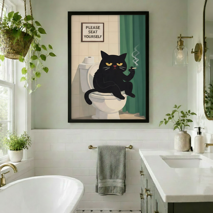 Grumpy Cat Bathroom Funny Canvas Wall Art