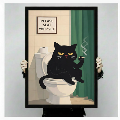 Grumpy Cat Bathroom Funny Canvas Wall Art