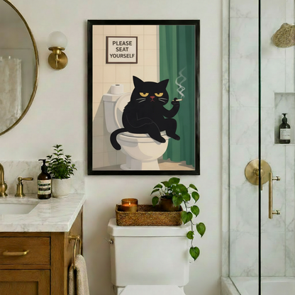 Grumpy Cat Bathroom Funny Canvas Wall Art