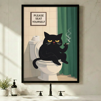Grumpy Cat Bathroom Funny Canvas Wall Art
