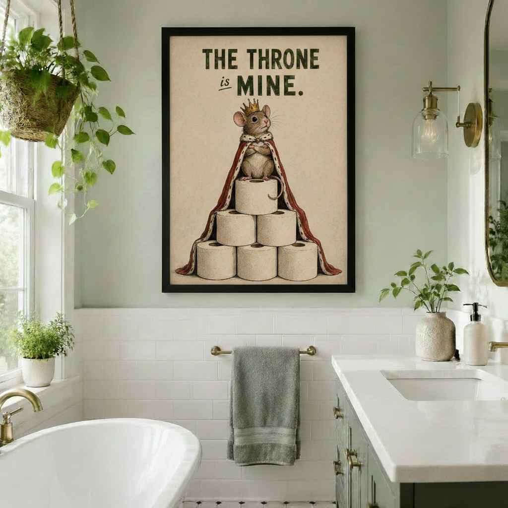 Funny Royal Mouse Throne Canvas Art Wall Art