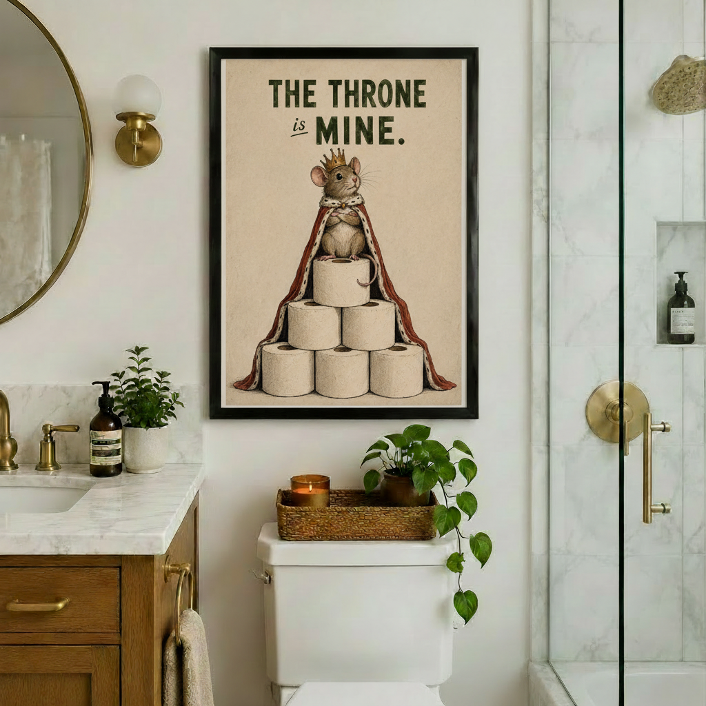 Funny Royal Mouse Throne Canvas Art Wall Art