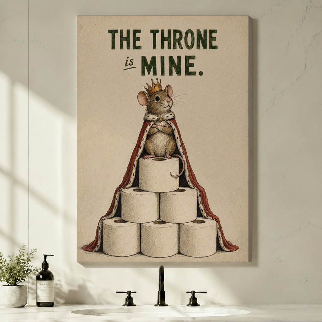 Funny Royal Mouse Throne Canvas Art Wall Art