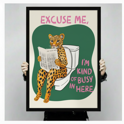 Funny Leopard Bathroom Quote Canvas Art Wall Art
