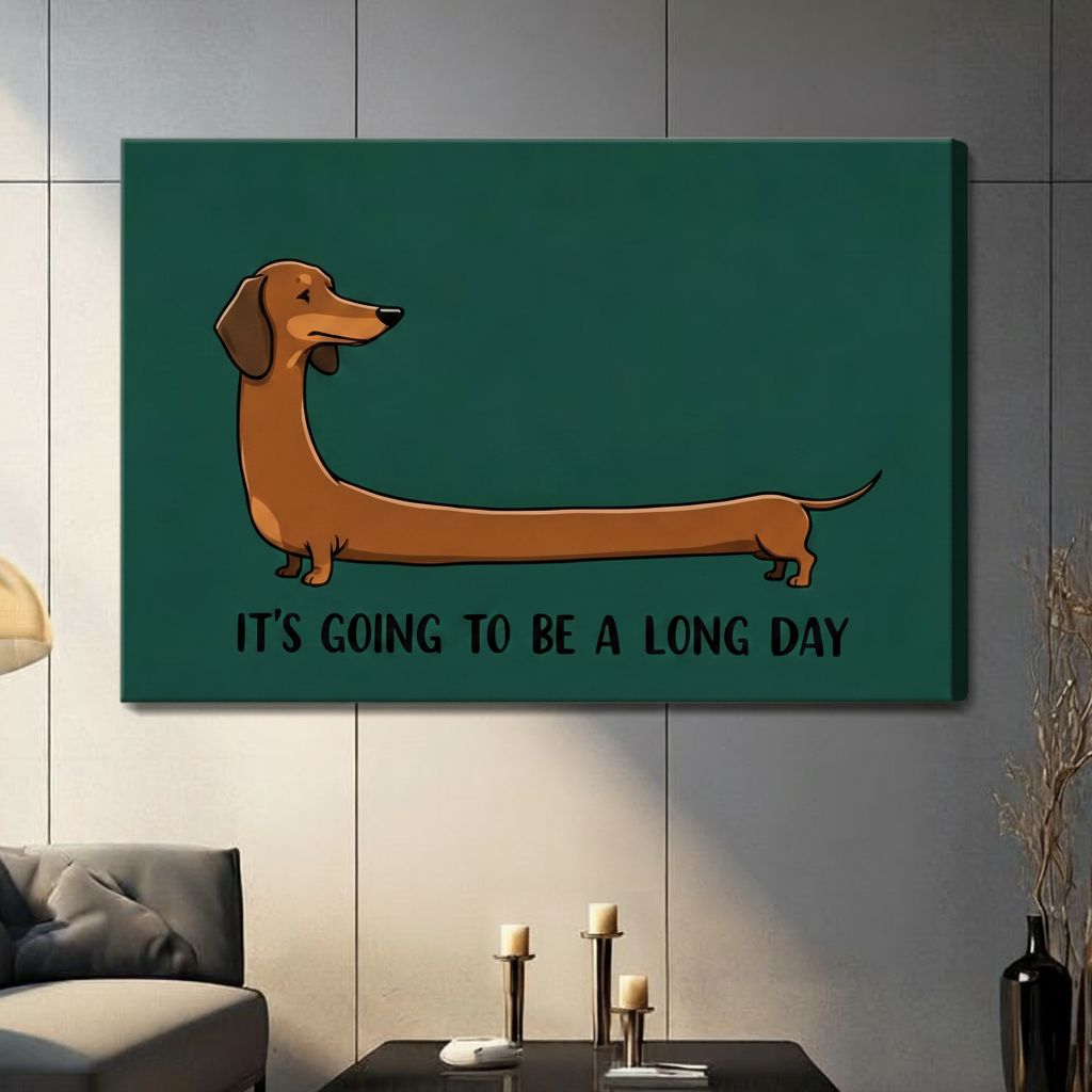 Long Day Dachshund Funny Quote Canvas Wall Art