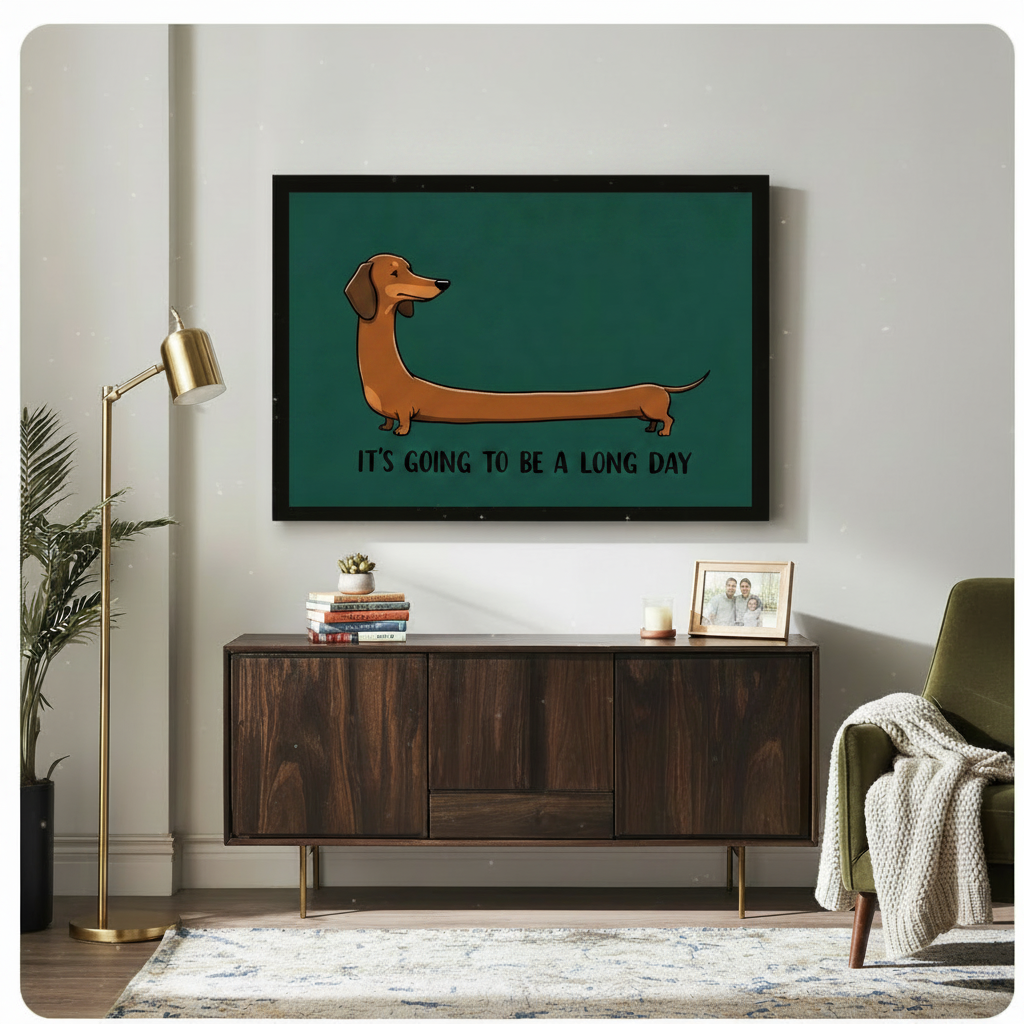Long Day Dachshund Funny Quote Canvas Wall Art