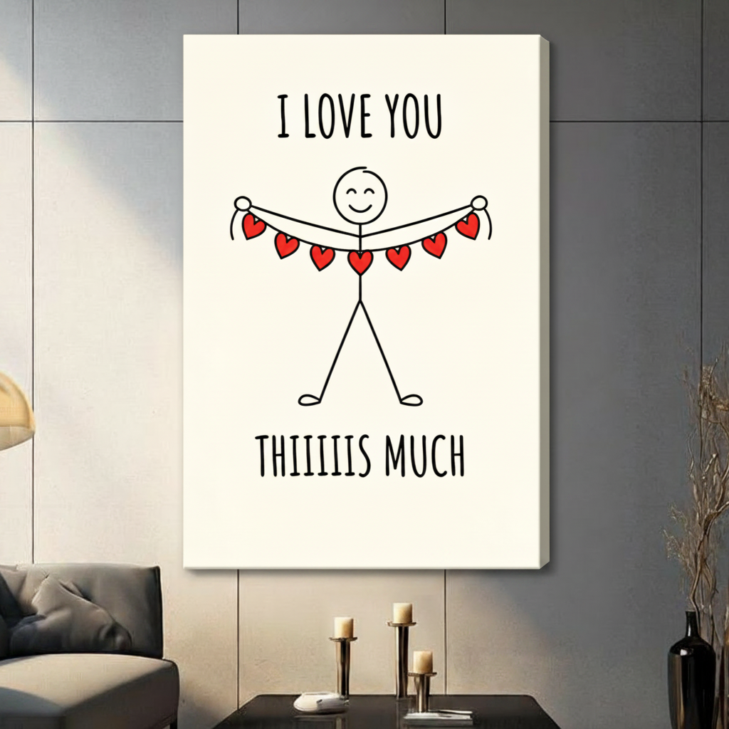 I Love You Thiiiis Much Stick Figure Canvas Wall Art