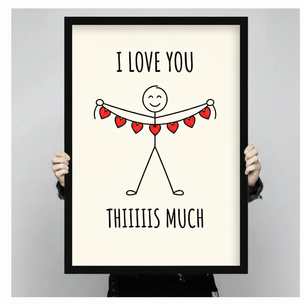 I Love You Thiiiis Much Stick Figure Canvas Wall Art