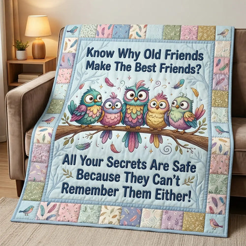 Funny Old Friends Owl Quilt Blanket