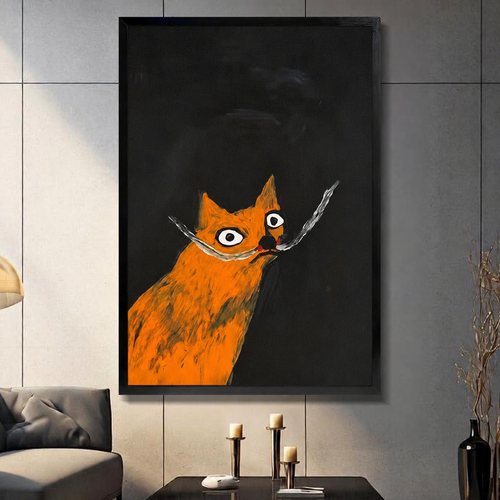 Graffiti Orange Cat Bold Canvas Wall Art