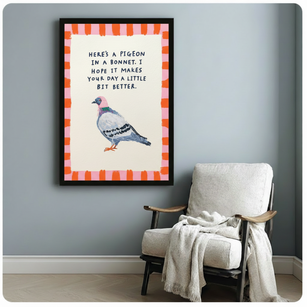 Pigeon in a Bonnet Funny Quote Canvas Art Wall Art