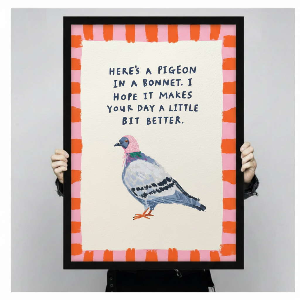 Pigeon in a Bonnet Funny Quote Canvas Art Wall Art