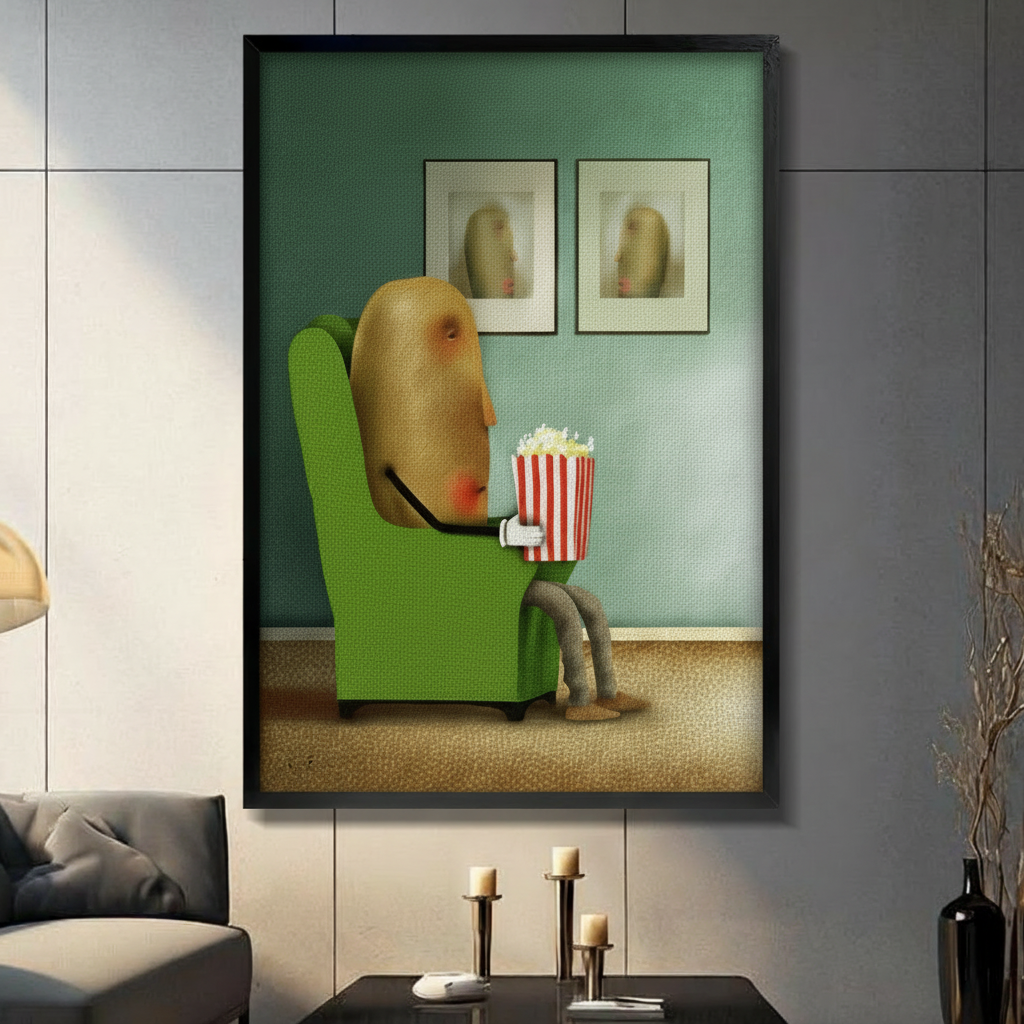 Funny Potato Couch Popcorn Canvas Wall Art