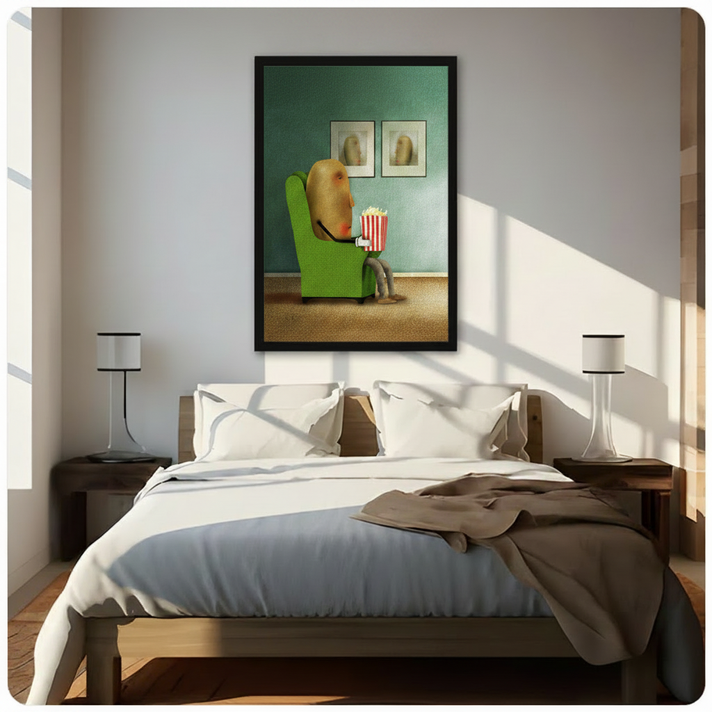 Funny Potato Couch Popcorn Canvas Wall Art