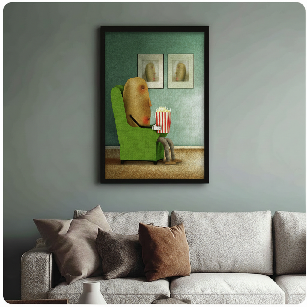 Funny Potato Couch Popcorn Canvas Wall Art