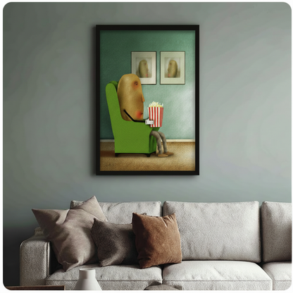 Funny Potato Couch Popcorn Canvas Wall Art