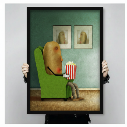 Funny Potato Couch Popcorn Canvas Wall Art