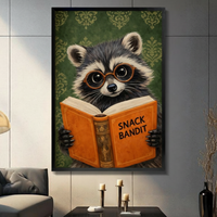 Snack Bandit Raccoon Funny Book Canvas Art Wall Art