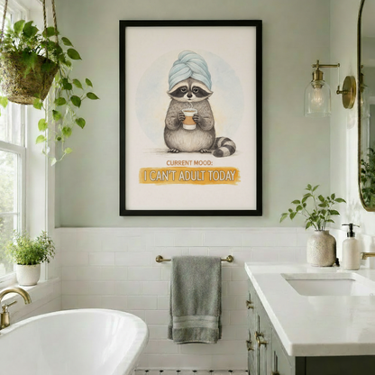 Can't Adult Today Raccoon Funny Canvas Wall Art