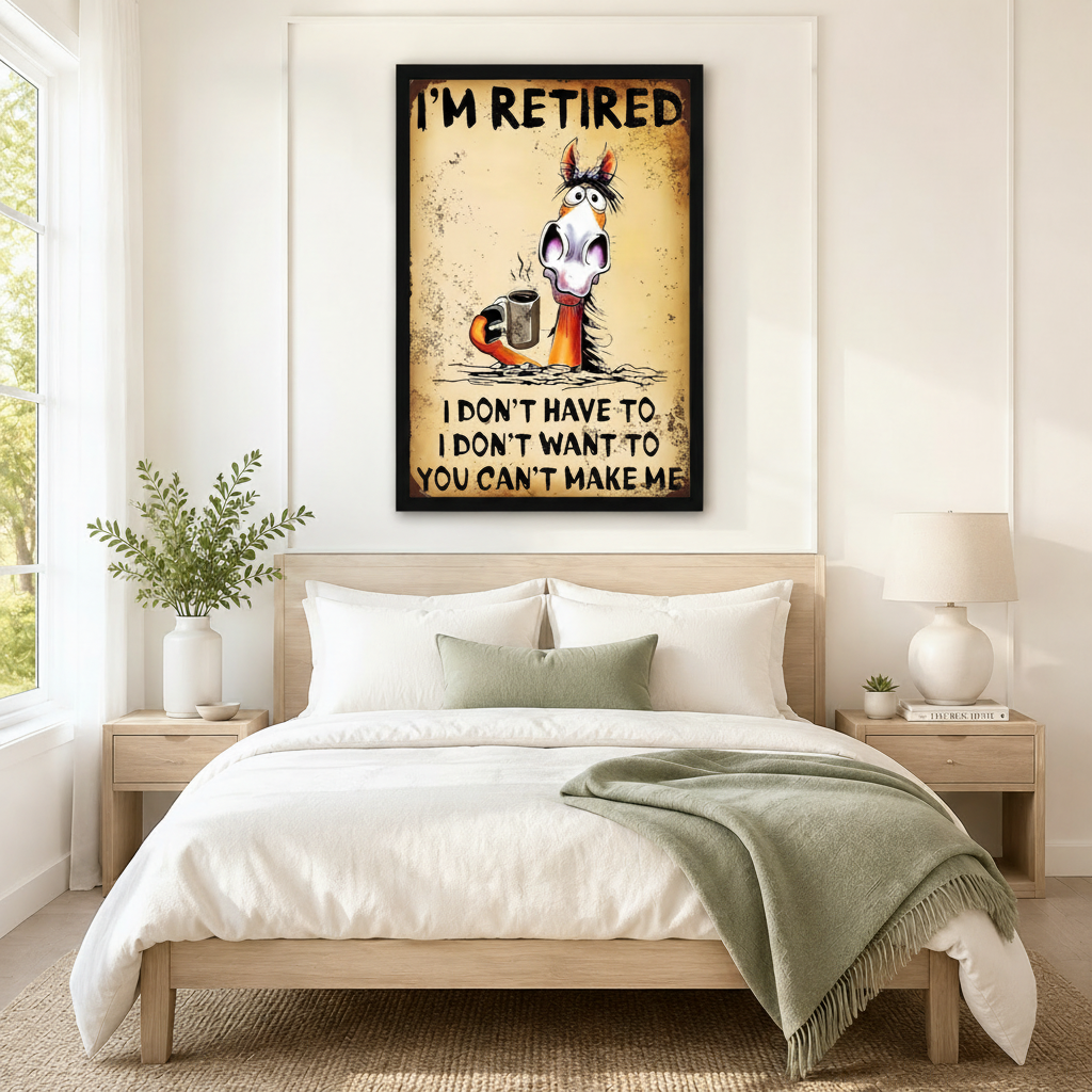 I'm Retired Funny Horse Canvas Wall Art