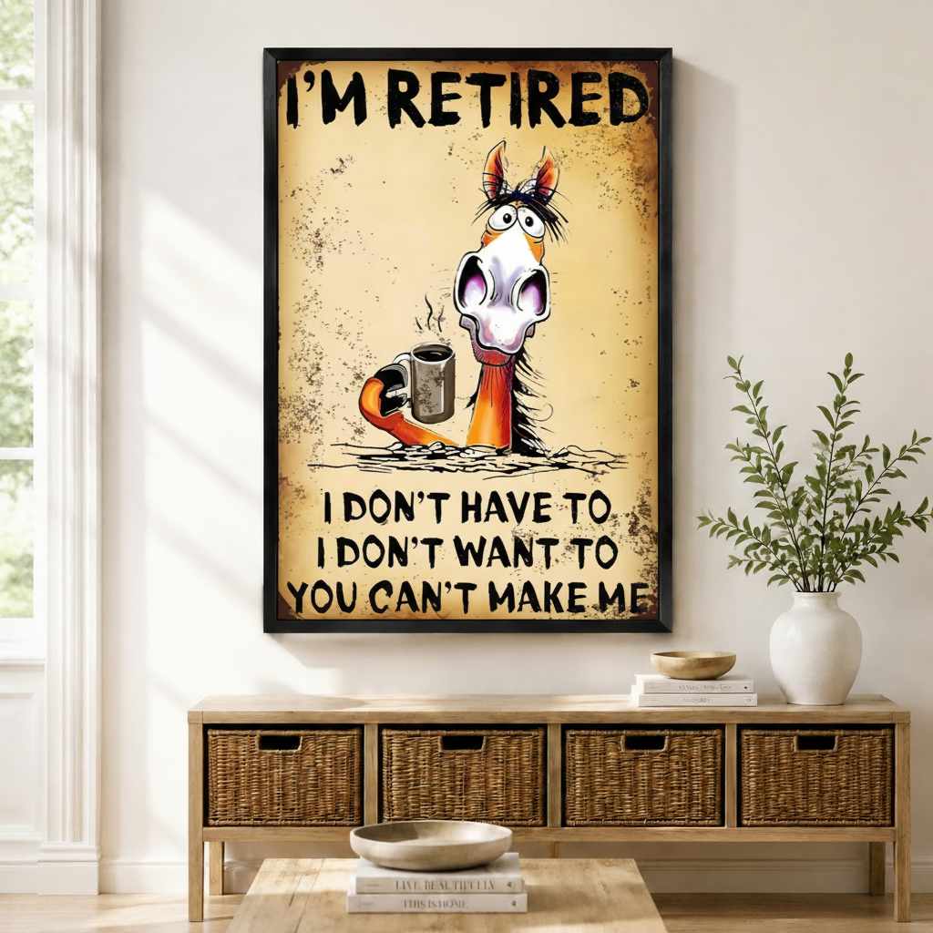I'm Retired Funny Horse Canvas Wall Art