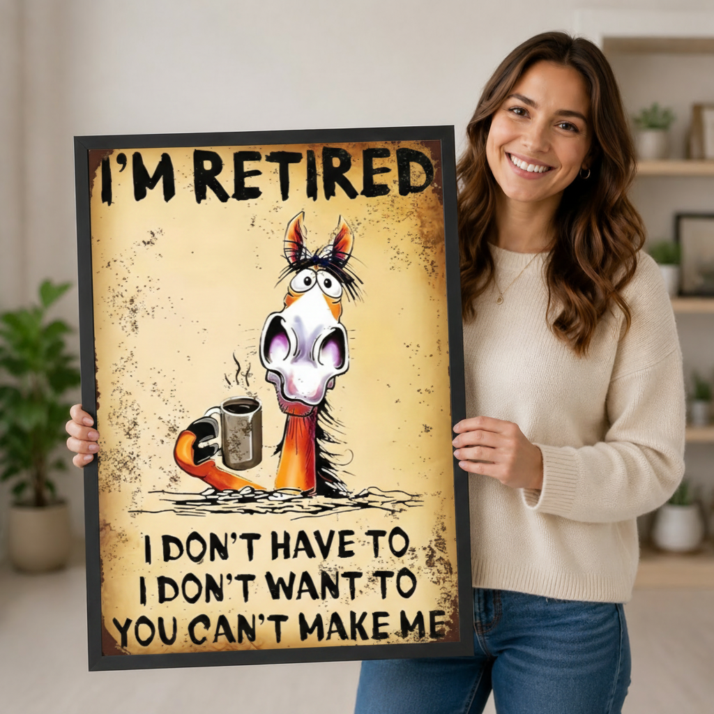 I'm Retired Funny Horse Canvas Wall Art