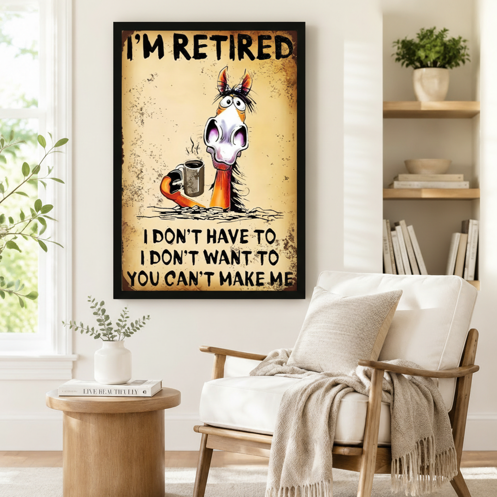 I'm Retired Funny Horse Canvas Wall Art