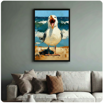 Laughing Seagull Beach Oil Painting Canvas Art