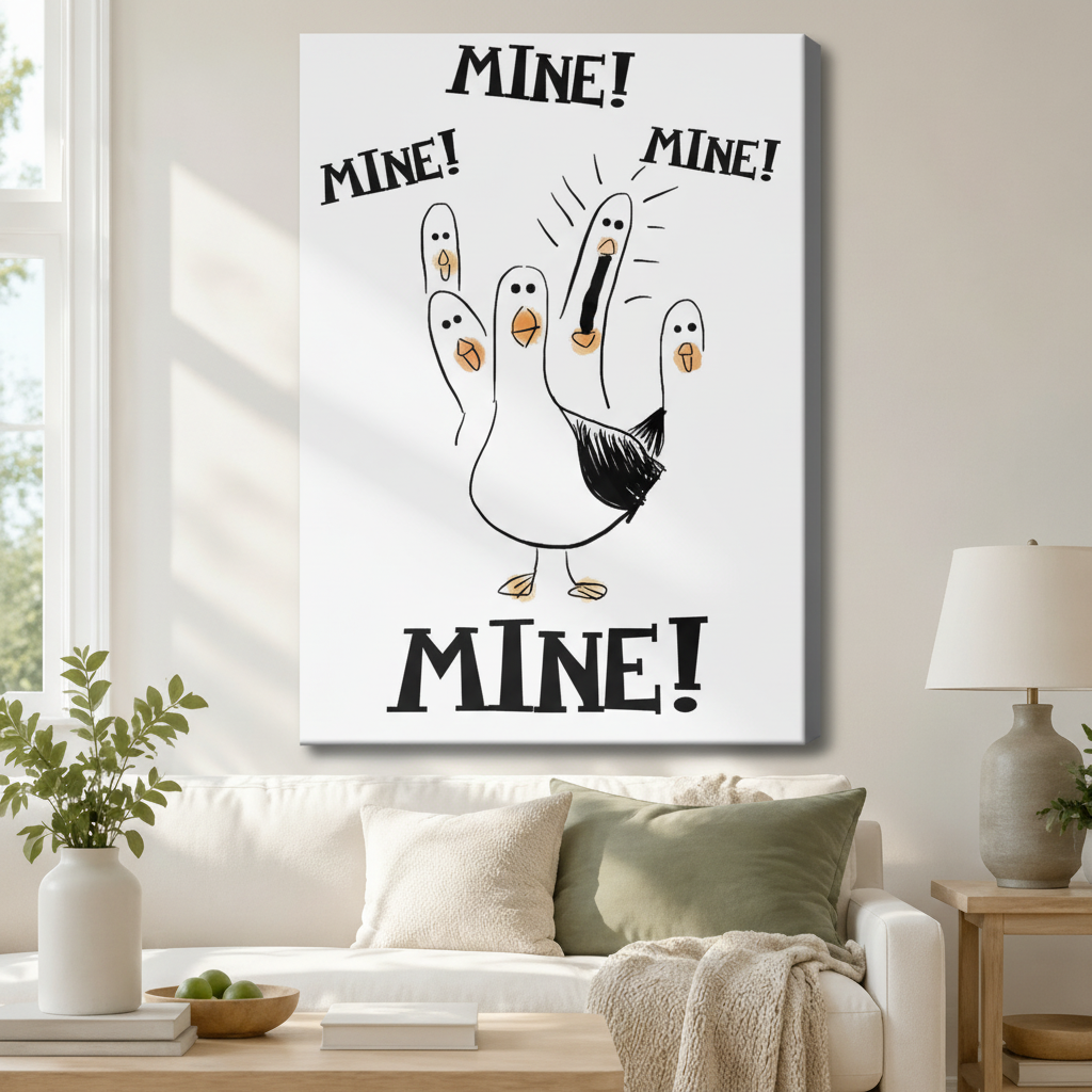 Funny Seagull Mine Minimalist Canvas Wall Art