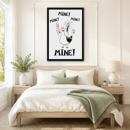 Funny Seagull Mine Minimalist Canvas Wall Art