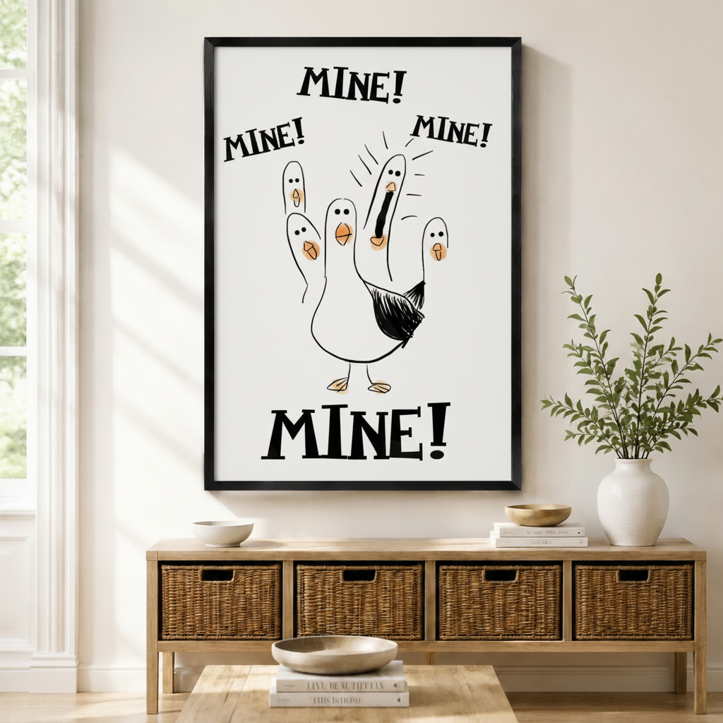 Funny Seagull Mine Minimalist Canvas Wall Art