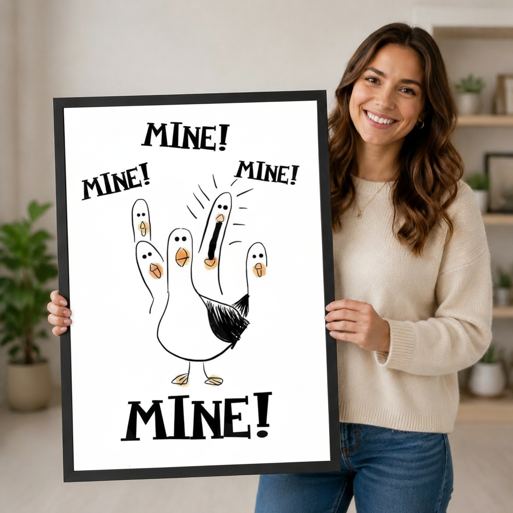 Funny Seagull Mine Minimalist Canvas Wall Art