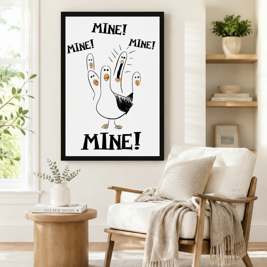 Funny Seagull Mine Minimalist Canvas Wall Art
