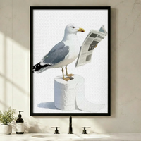 Funny Seagull Reading Newspaper Canvas Wall Art