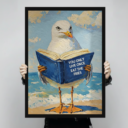 Funny Seagull YOLO Quote Canvas Wall Art