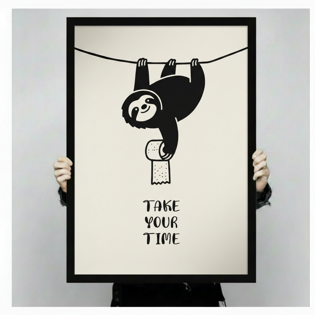 Funny Sloth Bathroom Quote Canvas Wall Art