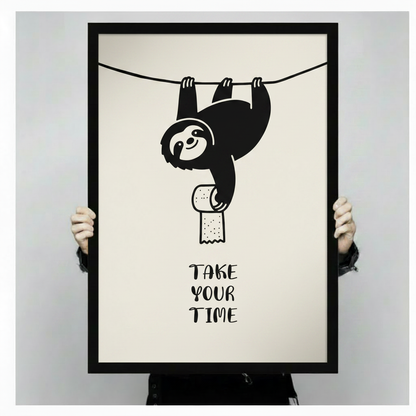 Funny Sloth Bathroom Quote Canvas Wall Art