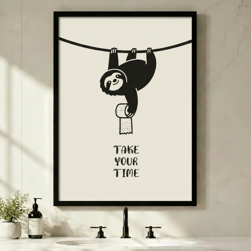 Funny Sloth Bathroom Quote Canvas Wall Art
