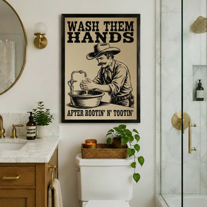 Funny Cowboy Wash Hands Western Canvas Art Wall Art