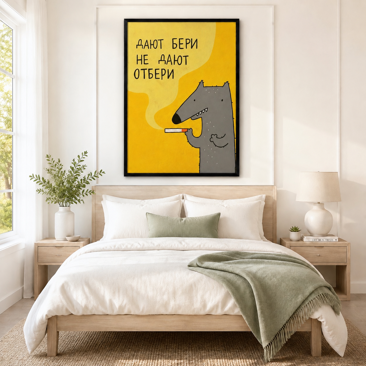 Bold Wolf Street Art Funny Canvas Wall Art