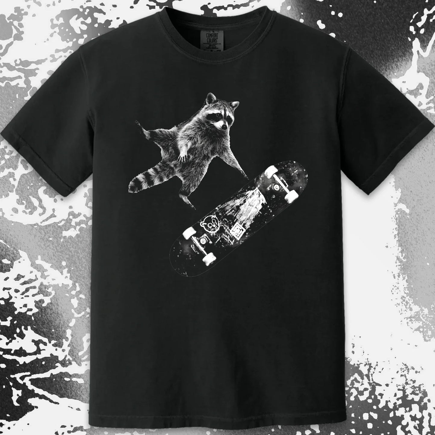 Skateboarding Raccoon Shirt – Mid Air Chaos Tee, funny meme tee gift (view 13)
