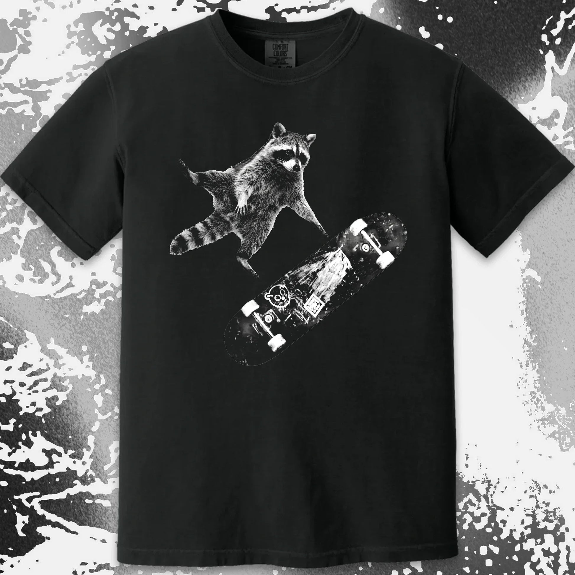 Skateboarding Raccoon Shirt – Mid Air Chaos Tee, funny meme tee gift (view 13)