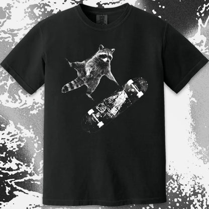 Skateboarding Raccoon Shirt – Mid Air Chaos Tee, funny meme tee gift (view 13)