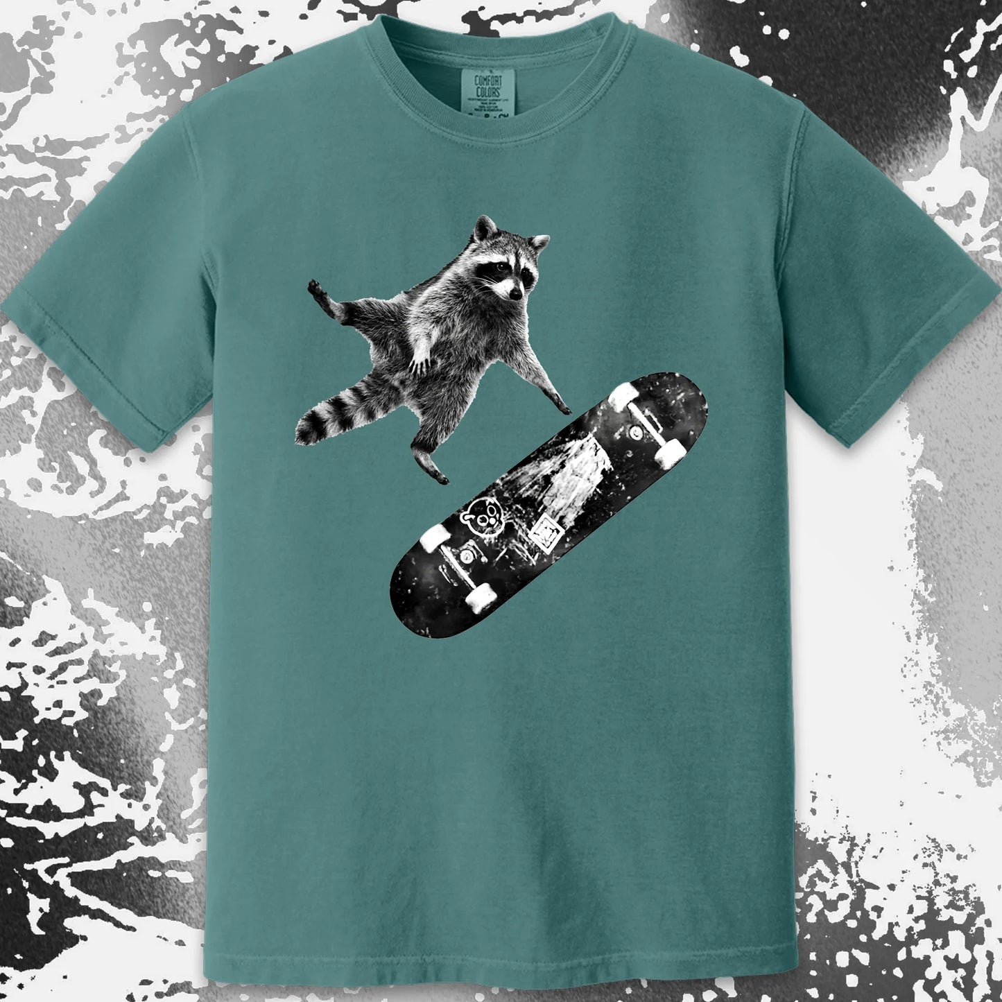 Skateboarding Raccoon Shirt – Mid Air Chaos Tee, funny meme tee gift (view 14)