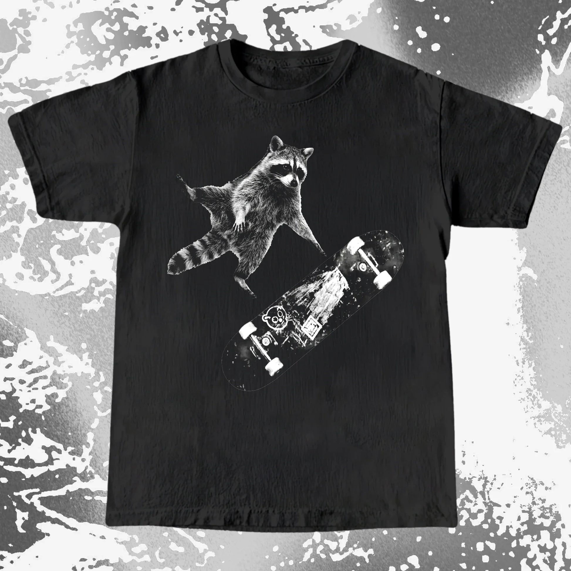 Skateboarding Raccoon Shirt – Mid Air Chaos Tee, funny meme tee gift (view 15)