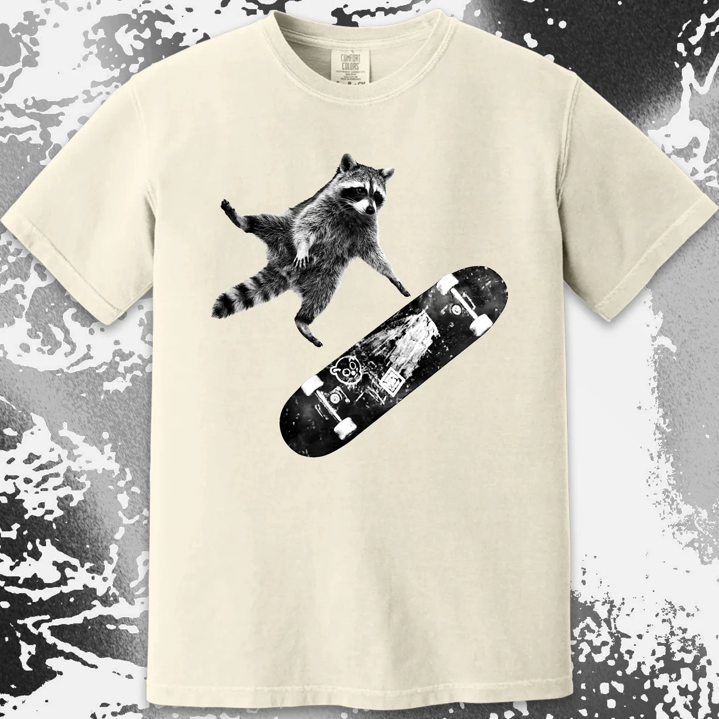 Skateboarding Raccoon Shirt – Mid Air Chaos Tee, funny meme tee gift (view 3)