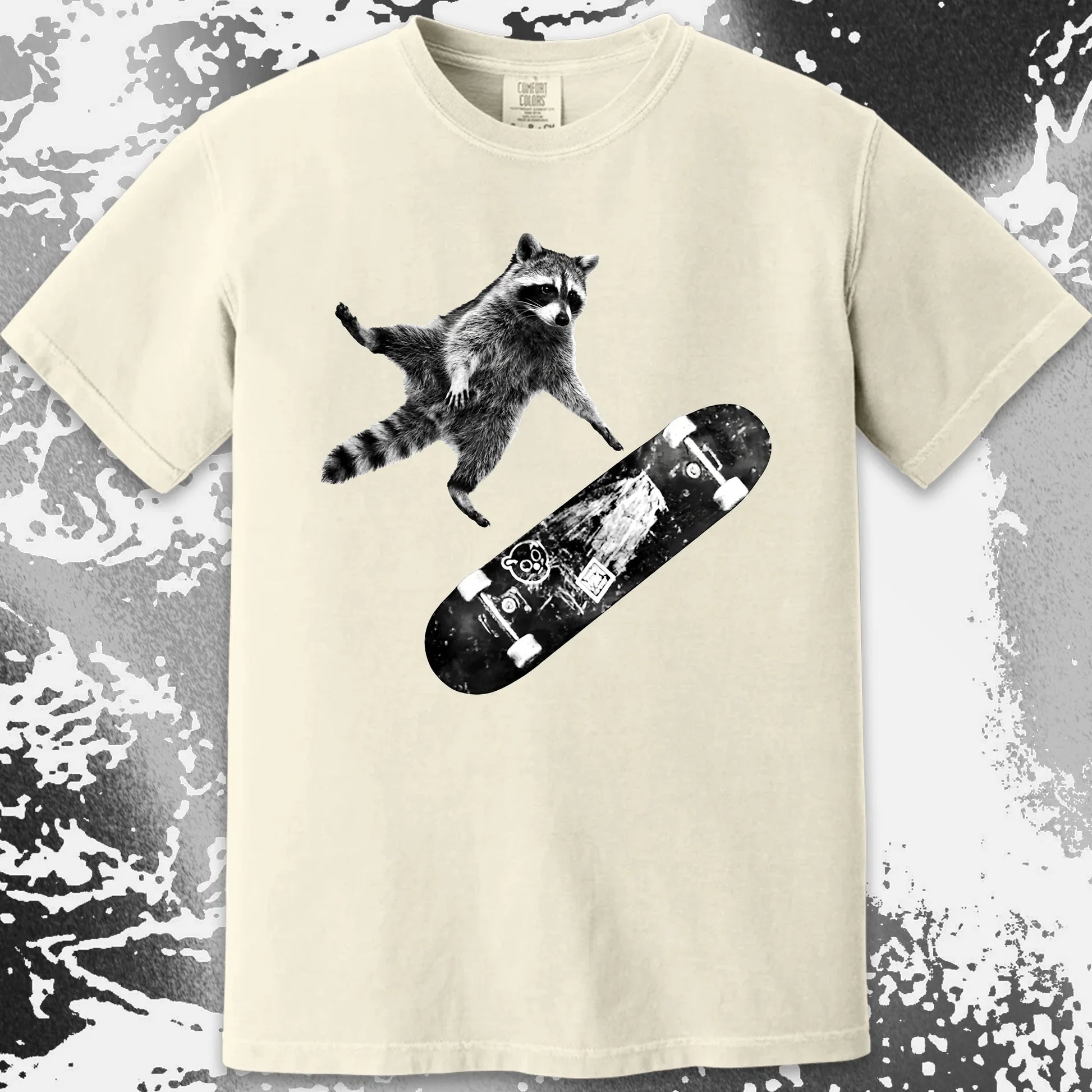 Skateboarding Raccoon Shirt – Mid Air Chaos Tee, funny meme tee gift (view 3)