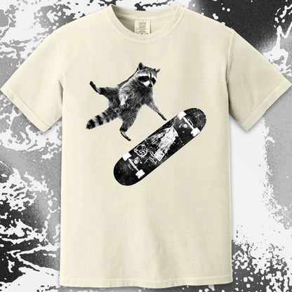 Skateboarding Raccoon Shirt – Mid Air Chaos Tee, funny meme tee gift (view 3)